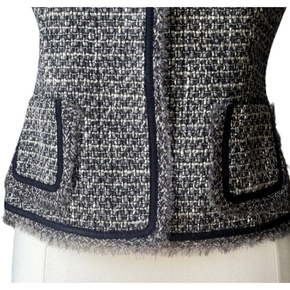 Bergdorf Goodman Grey Brown Silk Lined Wool Tweed High-end Blazer Size S - Picture 5 of 16